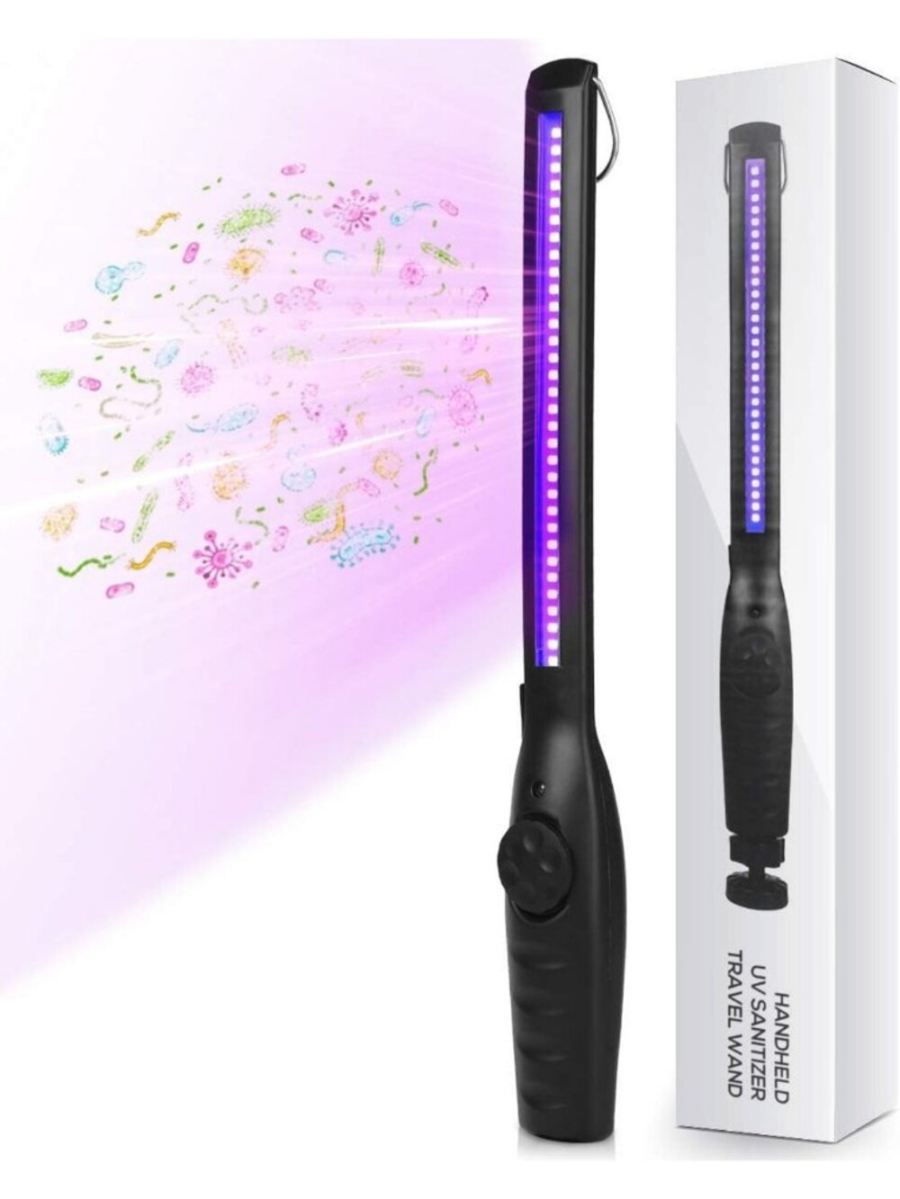 Portable UV Light Sanitizer Wand - USB Rechargeable Disinfection Lamp for Home